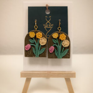 Handcrafted Garden Bloom Arch Earrings – Floral Polymer Clay Statement Jewelry