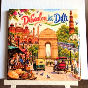 Dilwalon Ki Dilli ceramic coaster by Ayantika Sen, YldKat Studios