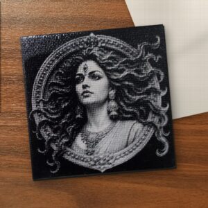 Durga Open Hair - Modern canvas on a wooden table
