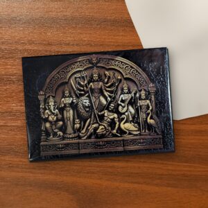 Ek Chala Durga copper finish 5x7 inch laser-engraved canvas on a wooden table