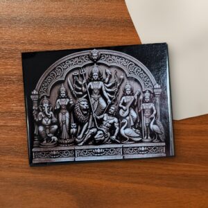 Ek Chala Durga copper gradient 7x9 inch laser-engraved canvas on a wooden table