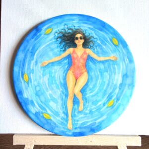 Flow in Your Rhythm ceramic coaster by Ayantika Sen, YldKat Studios