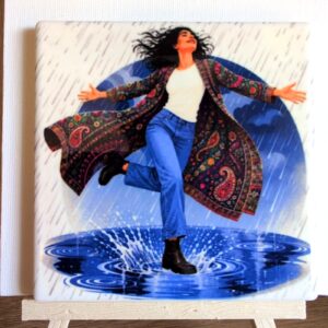 Make a Splash ceramic coaster by Ayantika Sen, YldKat Studios