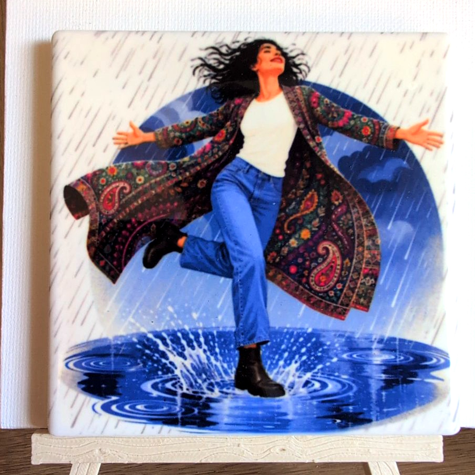 Make a Splash ceramic coaster by Ayantika Sen, YldKat Studios