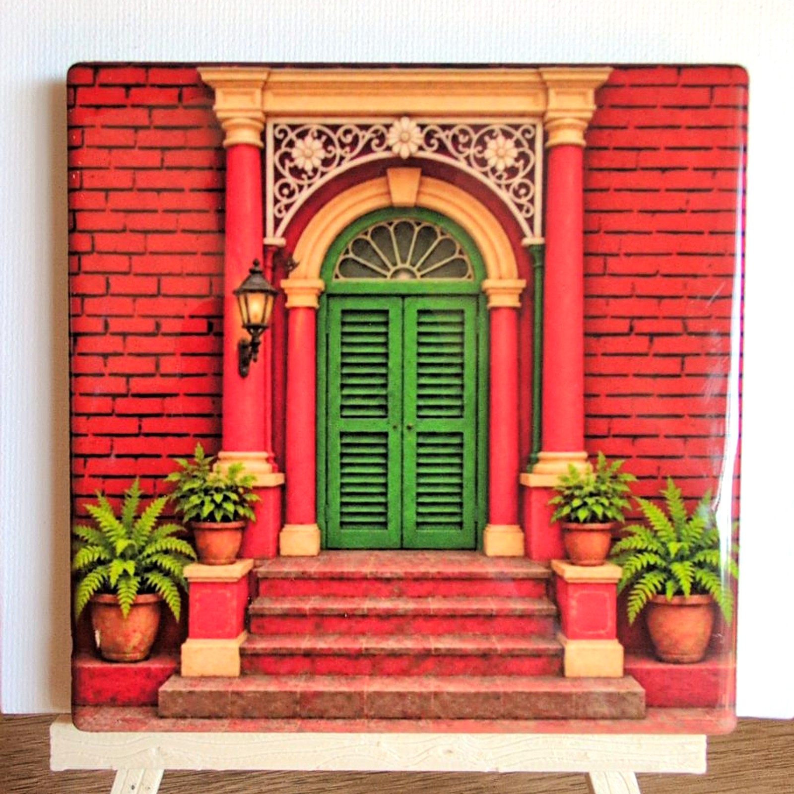 North Kolkata Door ceramic coaster by Ayantika Sen, YldKat Studios