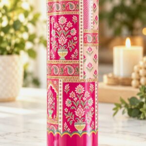 Royal Pink Courtyard 20 oz tumbler with pink Mughal floral print